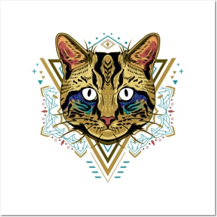 cool cat geometric illustration Posters and Art